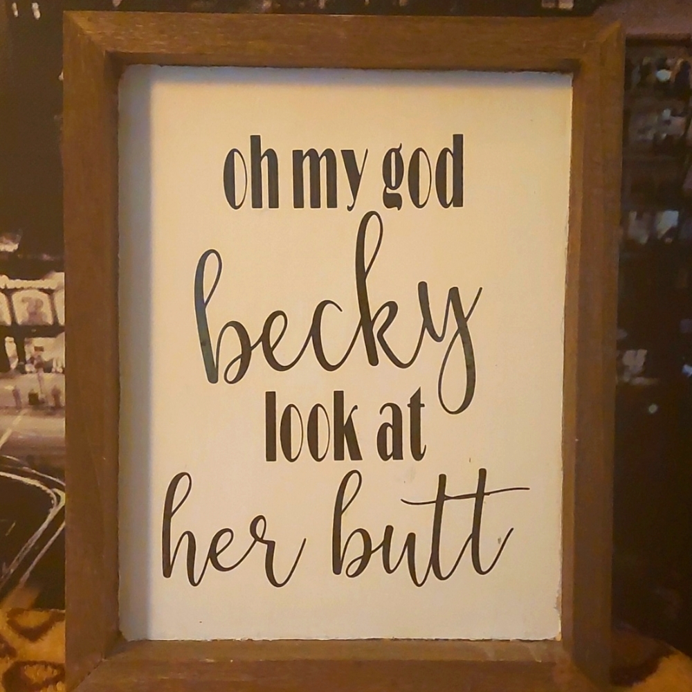 Sign, I Like Big Butts Quote, Framed in Brown Wood - Picture 1 of 4